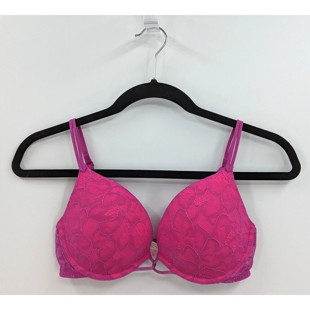 Vintage Victoria's Secret Bra Women's 36B Purple Lace Push Up-READ